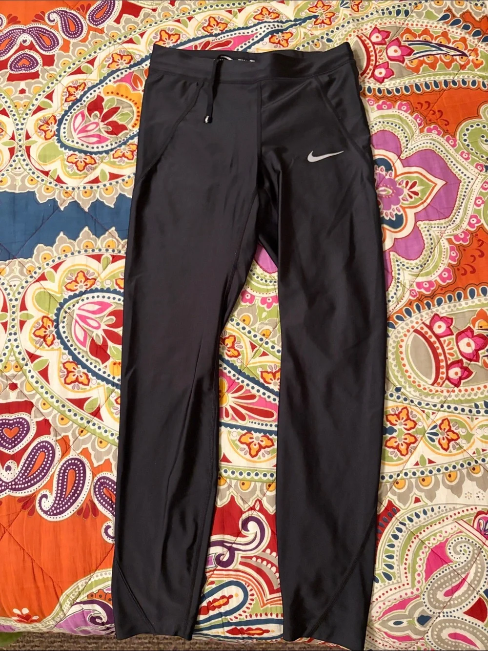 Women’s Nike Black Leggings with White Swoosh Logo